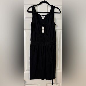 Loft Tencel Belted Black Tank Dress, Size 6